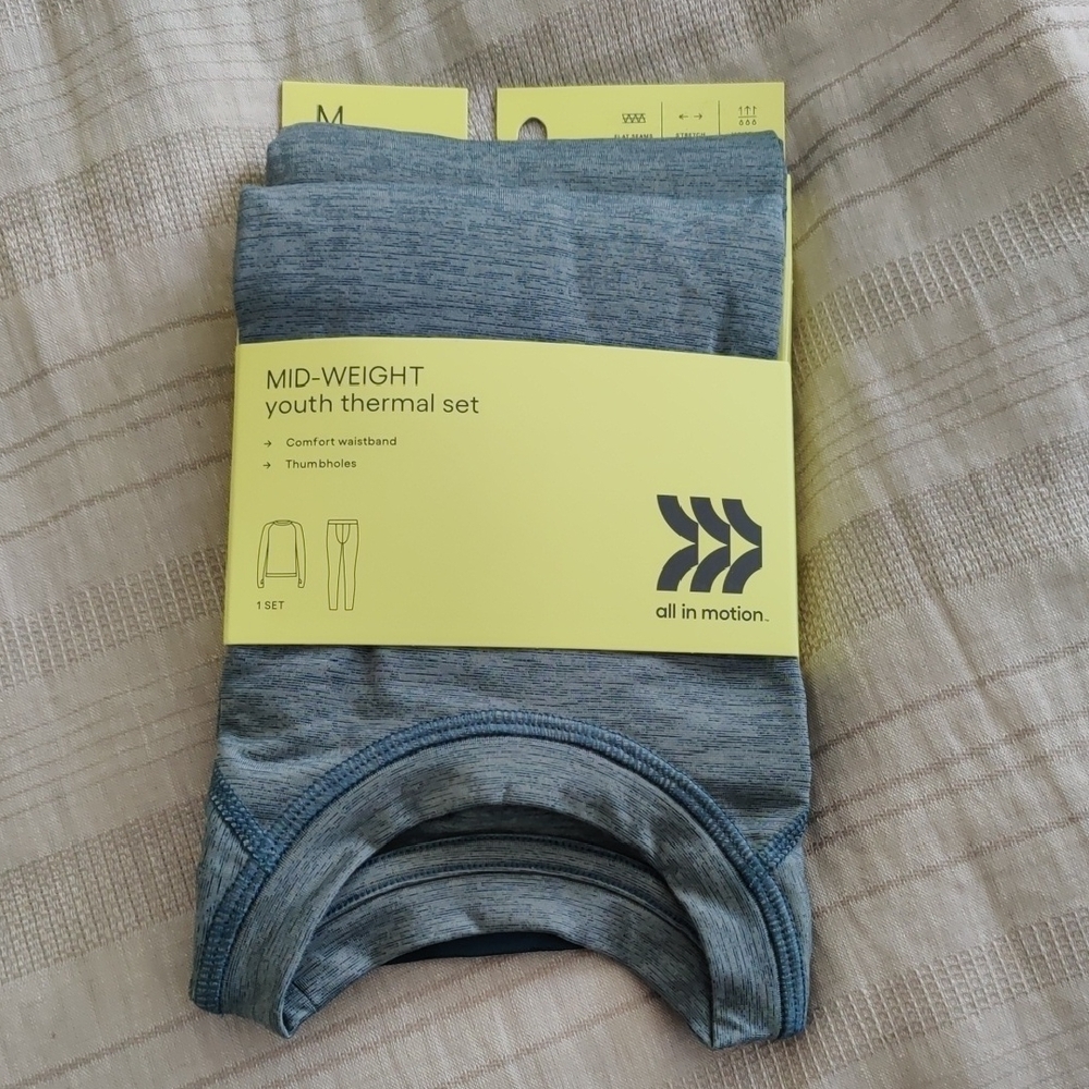 New!MID WEIGHT YOUTH THERMAL SET COMFORT WAISTBAND THERMAL SET 2 PCS  HeatheGRAY